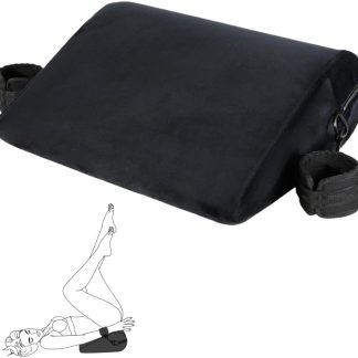 Sex Pillow Foam Sex Furniture Position Pillows with Restraints Handcuffs Set BDSM Bondage Foam Cushion with Wrist Cuffs Multifunctional Sex Toys Pillows for Couples (Black)