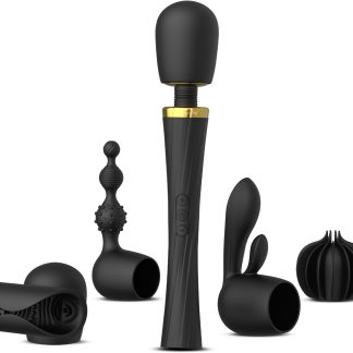 Tracy's Dog Wand Vibrator Kit, Cordless Massager with 4 Silicone Attachments for Clitoral, G-Spot, Anal & Penis Stimulation, Adult Sex Toys Sets with 3 Speeds & 5 Patterns for Couples & Women Pleasure