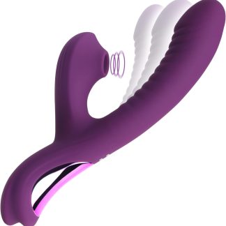 Tracy's Dog Come-Hither Rabbit Sucking Vibrator for Clitoral G Spot Stimulation, Adult Sex Toys for Women Couple, Vibrating Finger Massager with 3 Suction and 10 Vibration & Come-Hither Modes (Beta)