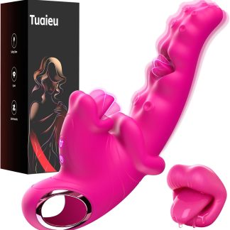 3 in 1 Vibrator Couples Sex Toys for Women, Tuaieu G Spot Dildo with 10 Tongue Licking & Vibrating Adult Toys, Realistic Tongue Vibrator for Women Pleasure Tools for Female