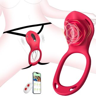 Couples Rose App Remote Control Wearable Vibrator, Couple Women Adult Sex Toys Games for Men, Hands Free Panty Clitoris Vibrator Vibrating Cock Ring, ZOOPLOU BDSM Female Sex Toy